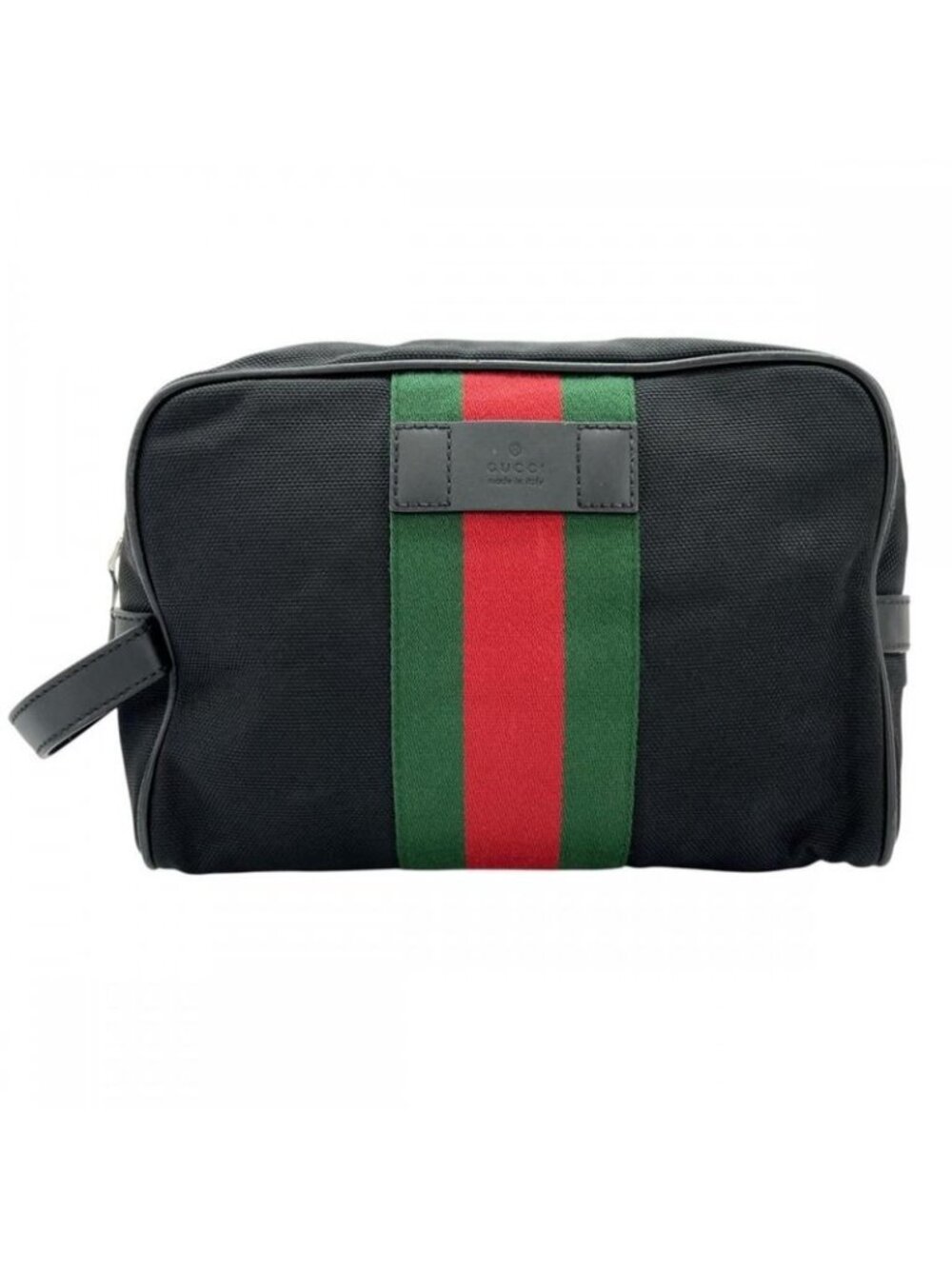 Gucci Clutch Bag Pouch Sherry Line Nylon Black Silver